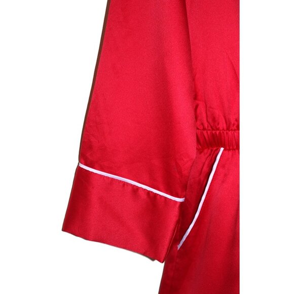 VICTORIA'S SECRET Satin Button-Front Romper with Rhinstones in Red (XS) - Picture 5 of 13